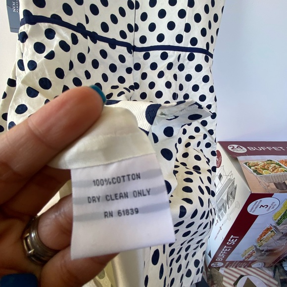 Teri Jon by Rickie Freeman Blue White Polka Dot Dress Size 16 - Picture 10 of 10